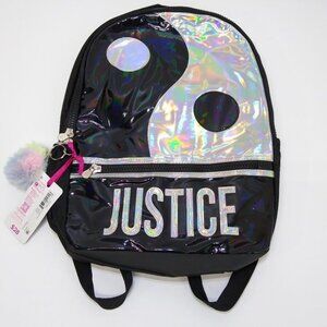 Justice Girls 17" Laptop Backpack with Pom Pom Dangle Backpack for Girls & Teens